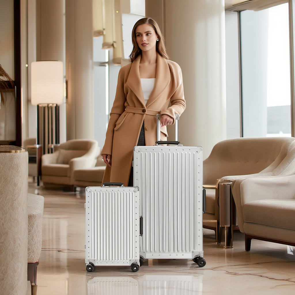 Ensemble de Bagages en Aluminium | Valise Cabine et Grande Valise avec Coins Renforcés | Léger et Durable pour Tous Vos Voyages 2